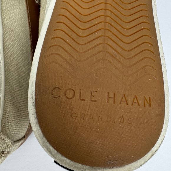 Cole Haan Beige Canvas Nantucket Penny Loafer Brown Leather Detail Men's Sz 10 M - Picture 9 of 10